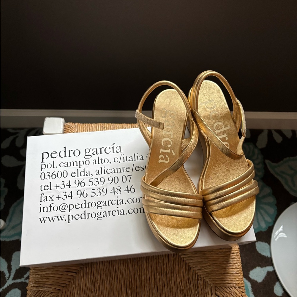 Pedro Garcia Gold Platform Sandals